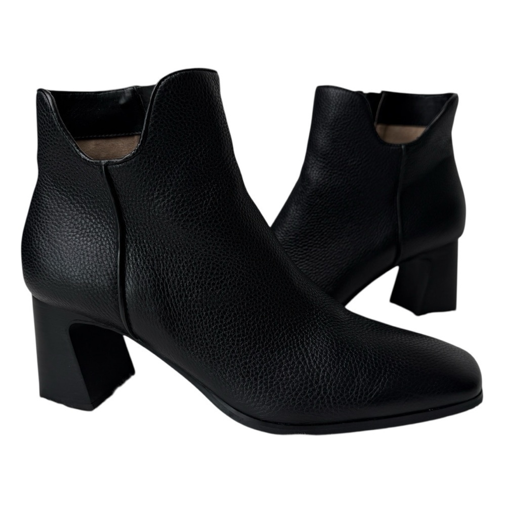 NYDJ Cassey Boot Black Pebbled Leather 3” Block Heel Whimsygoth Classic Concert